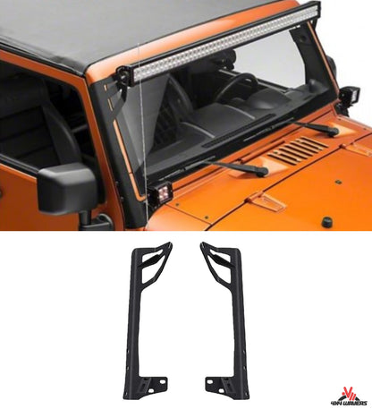 4X4WAVERS 52" Light Bar Windshield Mounting Brackets (with A pillar) - Jeep Wrangler JK/JKU 2007-2018