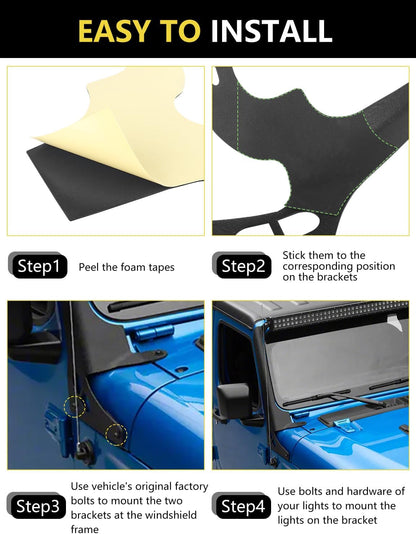 4X4WAVERS 50" Light Bar Windsheild Mounting Brackets (without A pillar) - Jeep Wrangler JL/JLU/Gladiator-JT 2018+