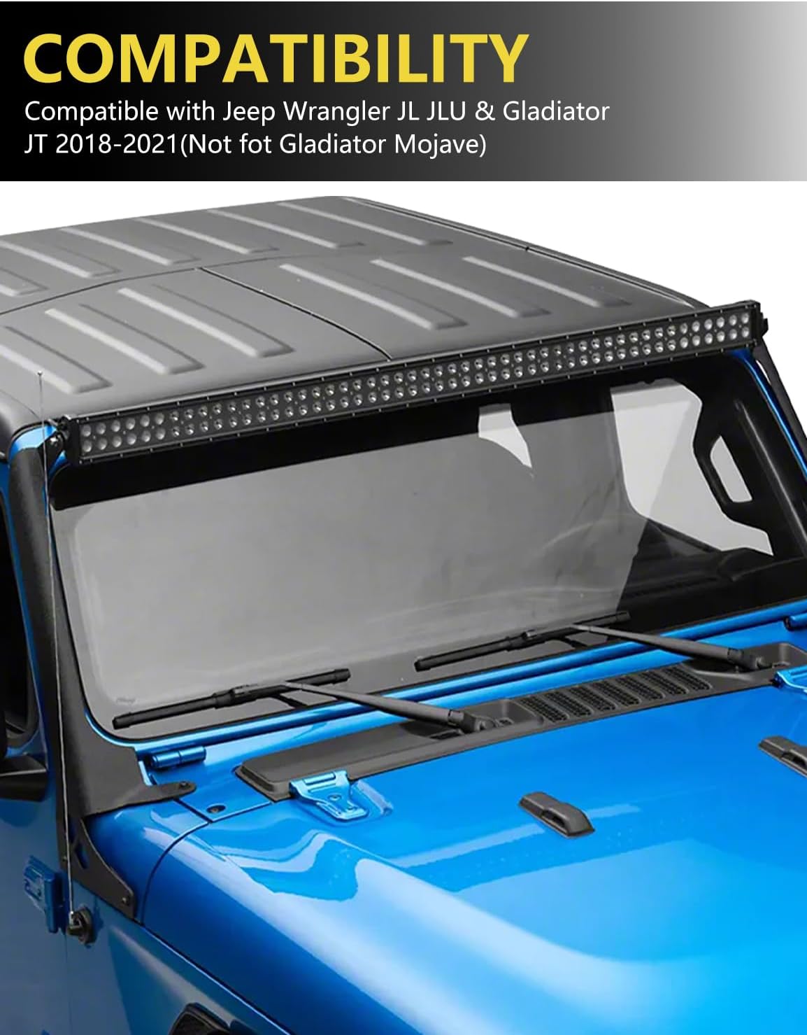 4X4WAVERS 50" Light Bar Windsheild Mounting Brackets (without A pillar) - Jeep Wrangler JL/JLU/Gladiator-JT 2018+