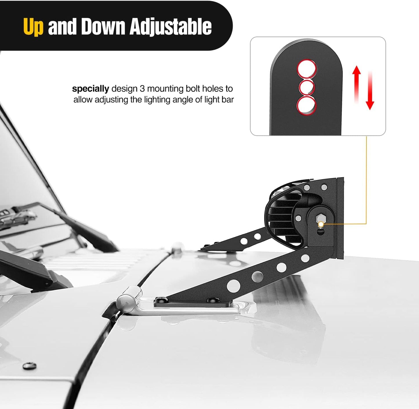 4X4WAVERS Straight Work Light Bar Hood Mounts Bracket Kit - 32 inch - Jeep Wrangler JL/JLU/4XE/Gladiator-JT 2018+