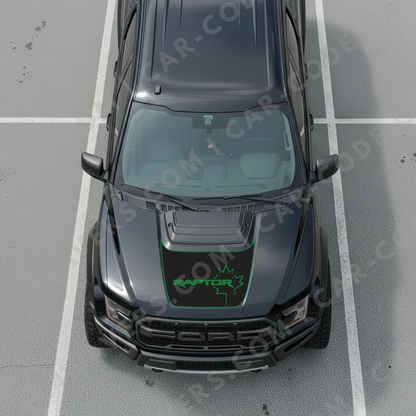 “RAPTOR” Panneau de capuche contour érable – Options de couleur d’accent – Pour Ford F-150 Raptor (Gen 2 2017–2020, Gen 3 2021–2024) – Vinyle découpé mat imprimé 3M ou Avery