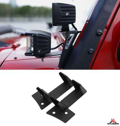 4X4WAVERS Dual A-Pillar Light Lower Windsheild Mounting Brackets - Jeep Wrangler JK/JKU 2007-2018 - 4X4 WAVERS
