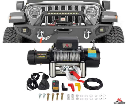4X4Wavers Heavy Duty 20,000 lbs 12V Electric Offroad Winch with wireless remote - Steel rope - 4X4 WAVERS