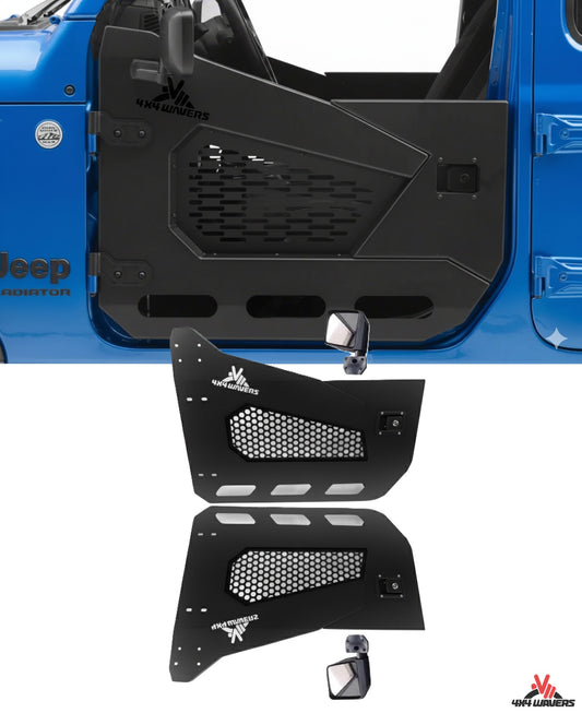 4X4 WAVERS Portes demi-spécialité tout-terrain Premium avec rétroviseurs latéraux - Portes avant uniquement - Jeep Wrangler JK/JKU 2007-2018
