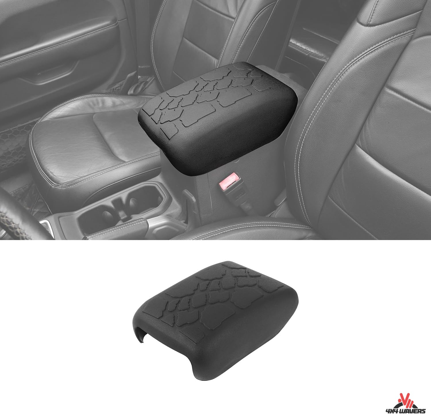 4X4Wavers Tire Tread Armrest Center Console Cover - Jeep Wrangler JL/JLU/4XE/Gladiator-JT 2018+ - 4X4 WAVERS