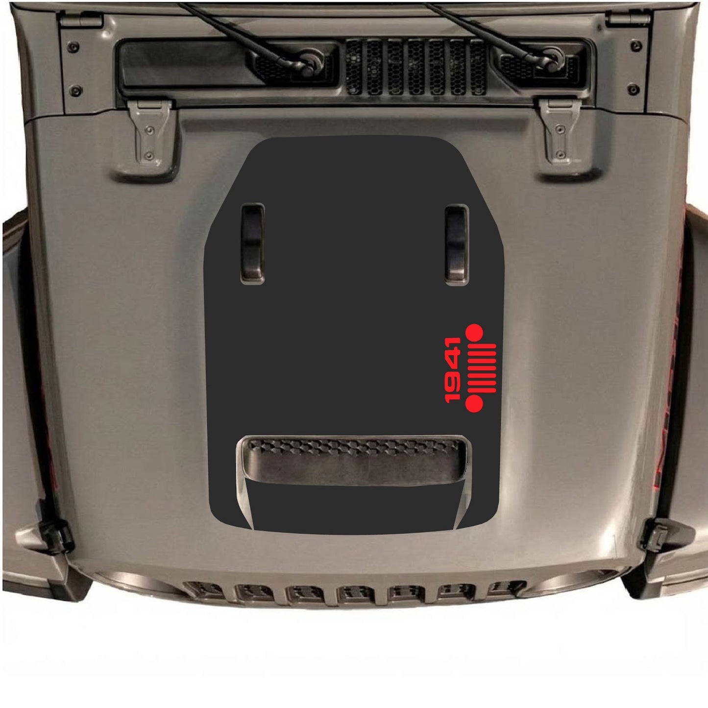 CarCode hood decal for Jeep Wrangler JL/JLU Rubicon 392 and Gladiator Mojave 2020-2026, style #56, shown on vehicle hood.