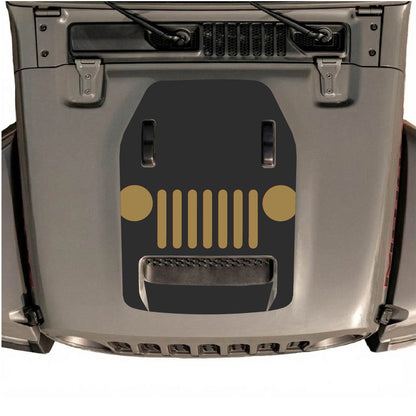 CarCode hood decal for Jeep Wrangler JL/JLU Rubicon 392 and JT Gladiator Mojave 2020-2026, style #04, black and gray design on hood