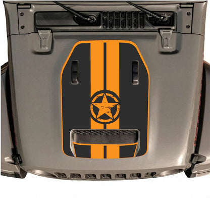 CarCode hood decal for Jeep Wrangler JL/JLU Rubicon 392 and JT Gladiator Mojave 2020-2026, style #09, shown on vehicle hood