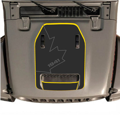 CarCode Jeep Wrangler JL/JLU Rubicon 392 and Gladiator Mojave hood decal in style #81, featuring bold black design on vehicle hood.