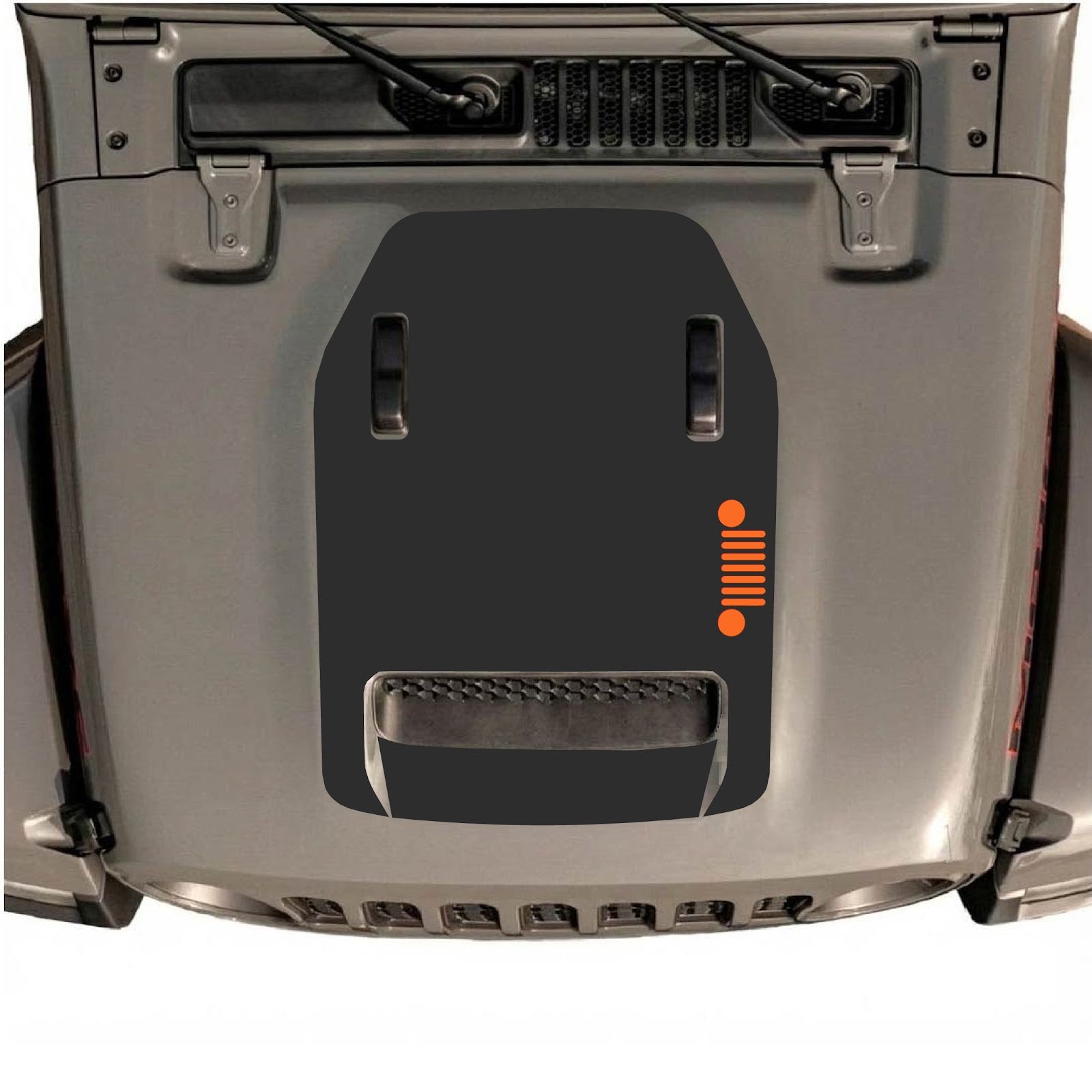 Jeep Wrangler JL/JLU Rubicon 392 and JT Gladiator Mojave hood decal by CarCode, style #58, featuring bold graphic design