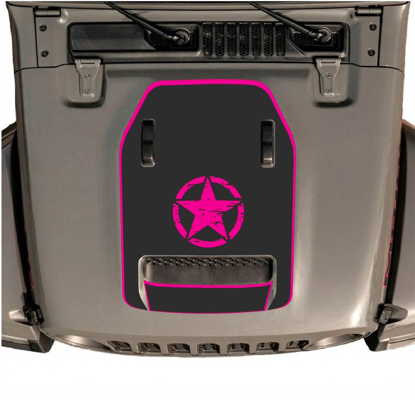 CarCode hood decal for Jeep Wrangler JL/JLU Rubicon 392 and JT Gladiator Mojave 2020-2026, style #45, shown on vehicle hood