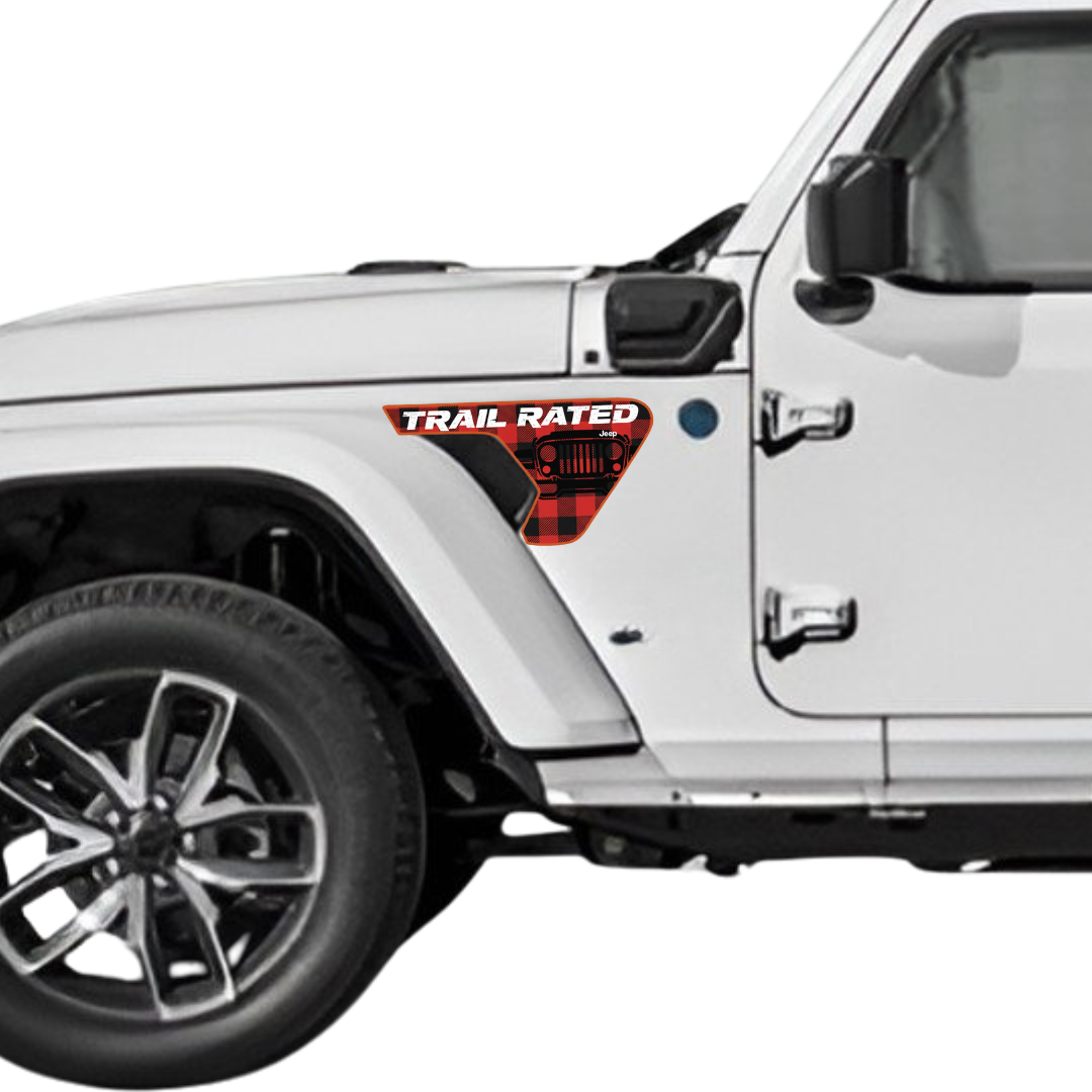 CARCODE Fender Insert Decal/Sticker - Trail Rated Graphic Kit - For Jeep Wrangler/Gladiator JL/JLU/JT 2018+ - Premium Vinyl
