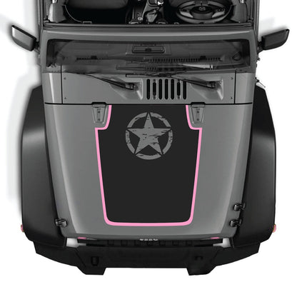 CarCode hood decal for Jeep Wrangler JK/JKU 2007-2018, style #91, featuring bold black and gray graphic design on the vehicle's hood.