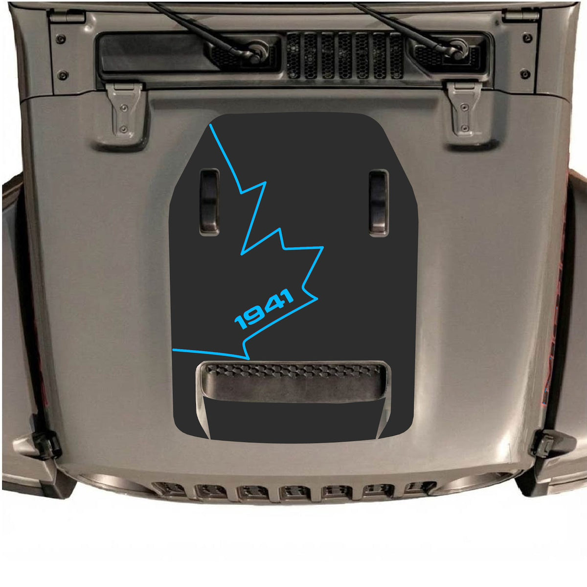 CarCode Jeep Wrangler JL/JLU Rubicon 392 hood decal with Style #26, designed for 2020-2026 Jeep models, shown on vehicle.