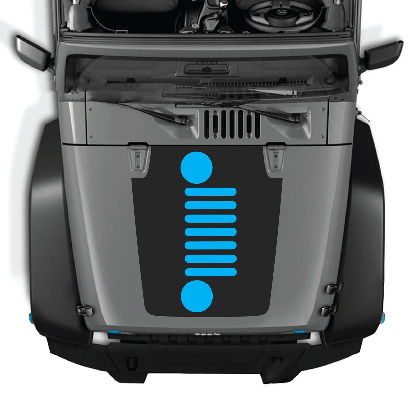 Jeep Wrangler JK/JKU hood decal by CarCode, Style #51, black graphic design on vehicle hood