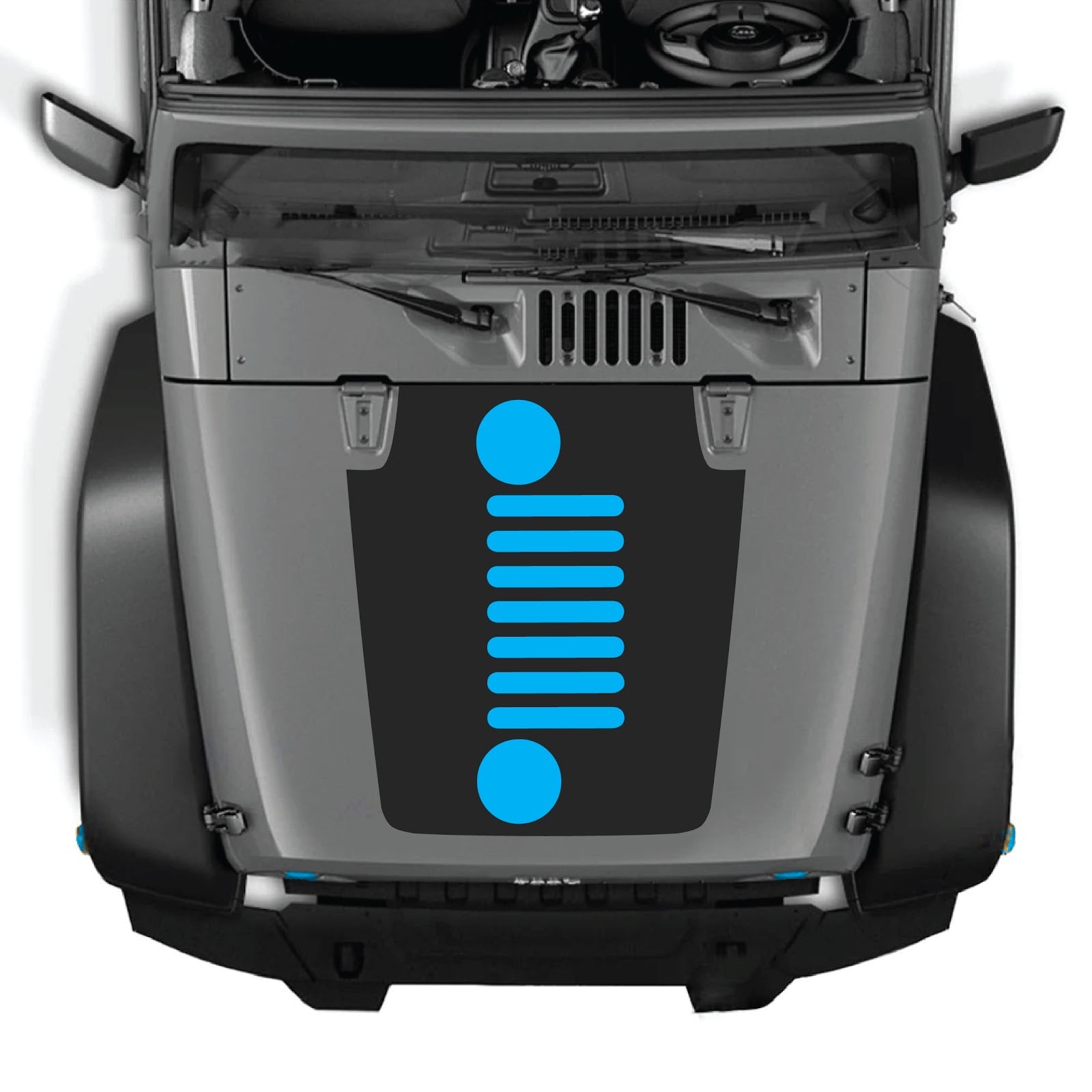 Jeep Wrangler JK/JKU hood decal by CarCode, Style #51, black graphic design on vehicle hood
