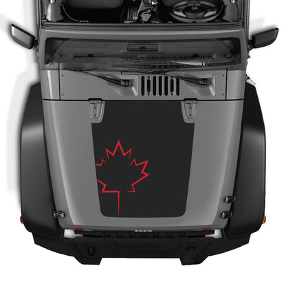 Jeep Wrangler JK/JKU hood decal in style #09 by CarCode, black graphic design on vehicle hood for 2007-2018 models.