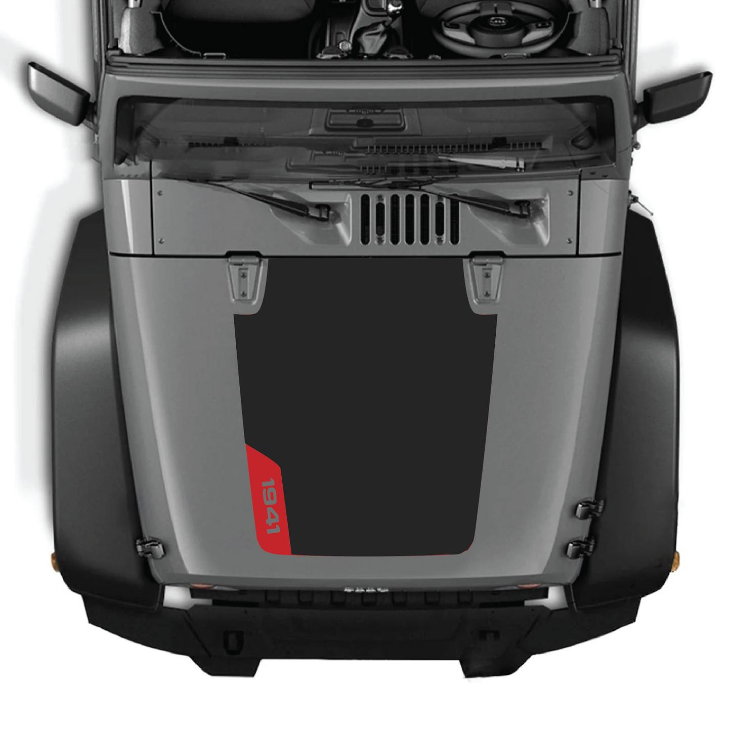 CarCode hood decal for Jeep Wrangler JK/JKU 2007-2018, style #85, featuring a sleek design on the vehicle's hood.