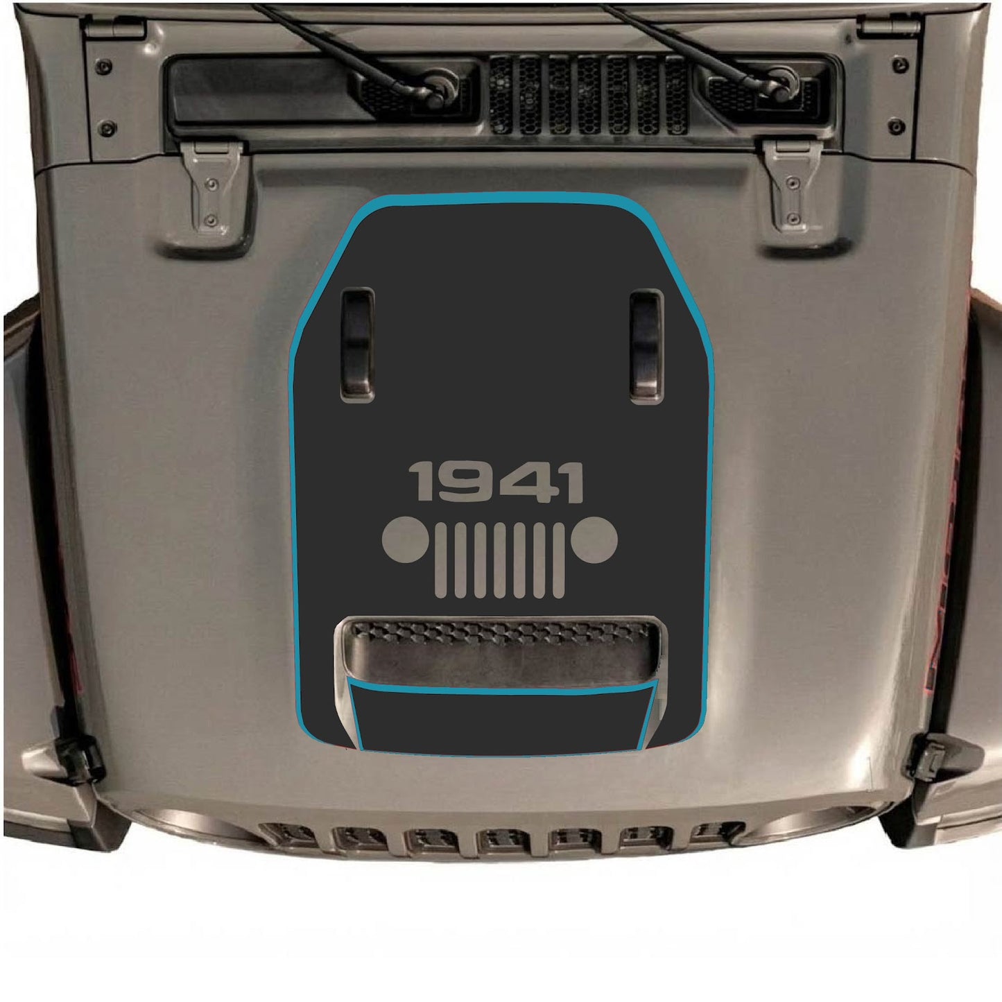 CarCode hood decal for Jeep Wrangler JL/JLU Rubicon 392 and JT Gladiator Mojave 2020-2026, style #92, shown on vehicle hood.