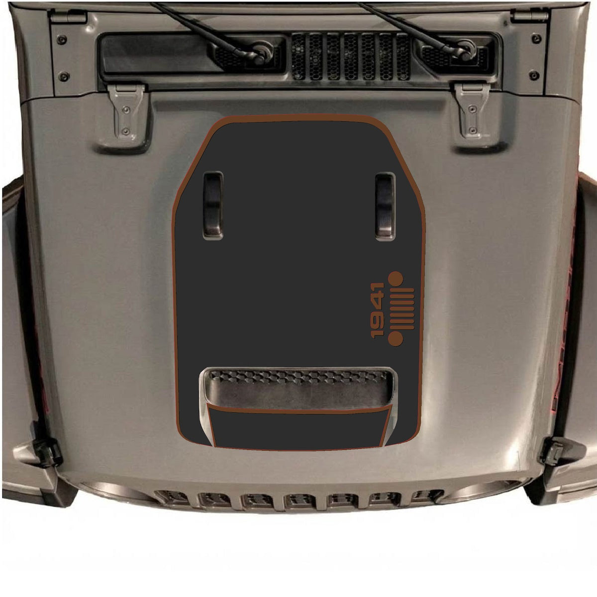 CarCode hood decal for Jeep Wrangler JL/JLU Rubicon 392 and JT Gladiator Mojave, style #55, in black with bold design.