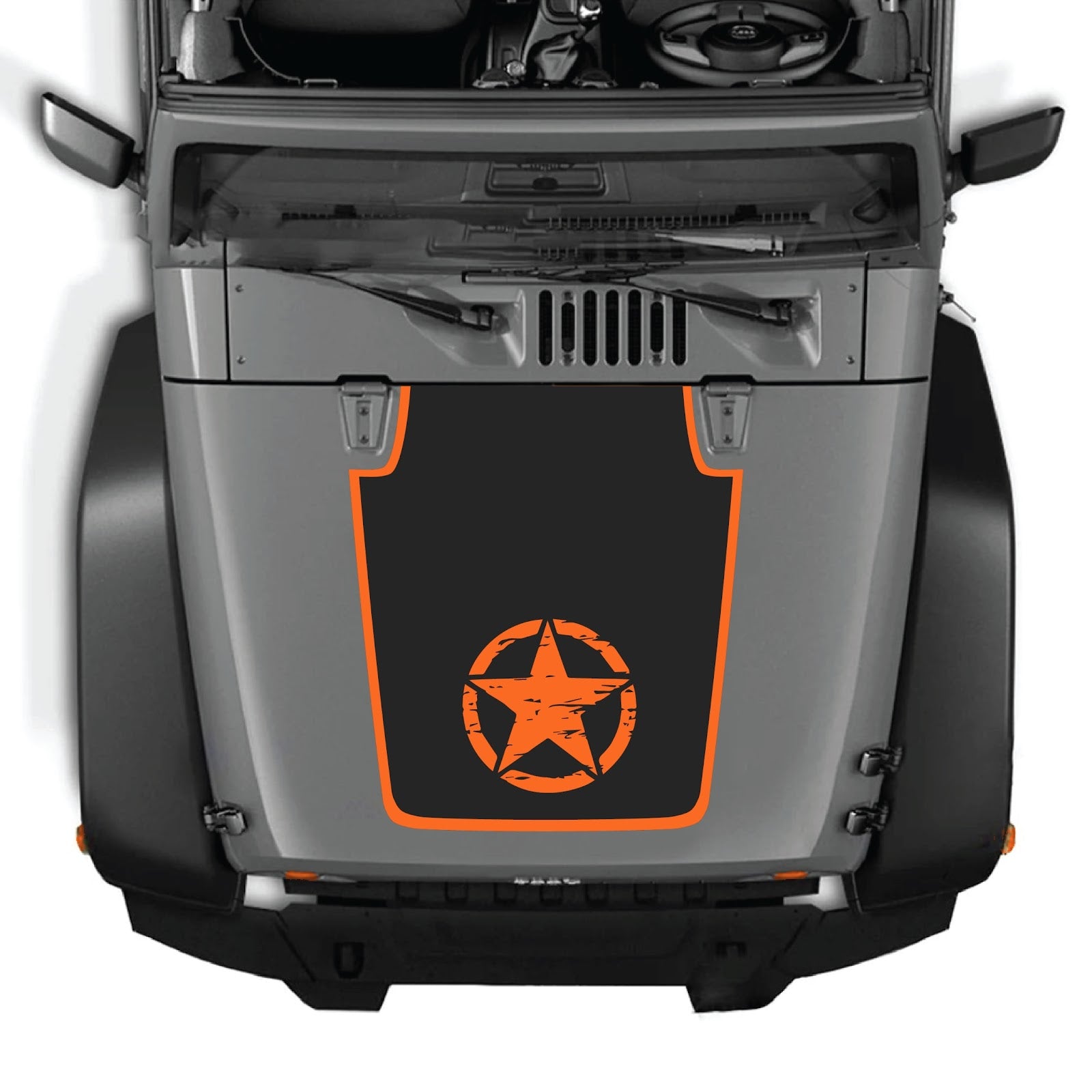 CarCode Jeep Wrangler JK/JKU hood decal in style #21, black and white graphic design on the vehicle's hood.