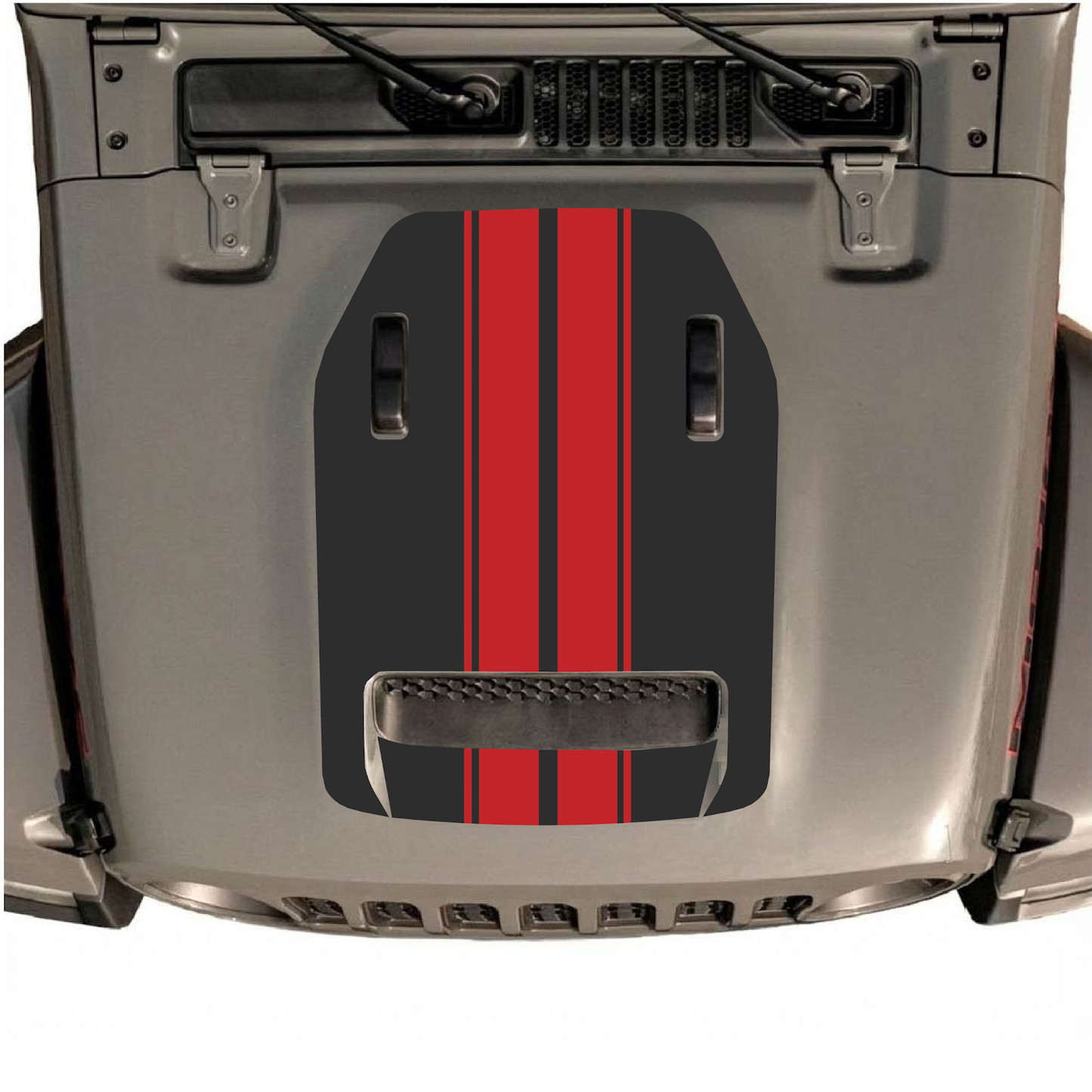 CarCode hood decal for Jeep Wrangler JL/JLU Rubicon 392 and JT Gladiator Mojave 2020-2026, style #12, black graphic design.