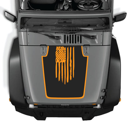 CarCode hood decal for Jeep Wrangler JK/JKU 2007-2018, style #05, black and gray graphic design on vehicle hood.