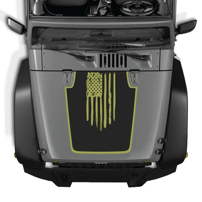CarCode hood decal for Jeep Wrangler JK/JKU 2007-2018, Style #05, featuring a bold graphic design on the vehicle's hood.