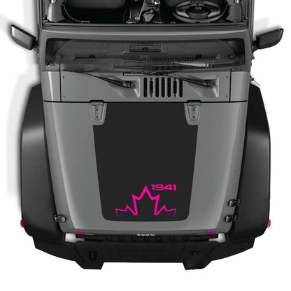 CarCode hood decal for Jeep Wrangler JK/JKU 2007-2018, style #12, featuring bold graphic design on the vehicle's hood.