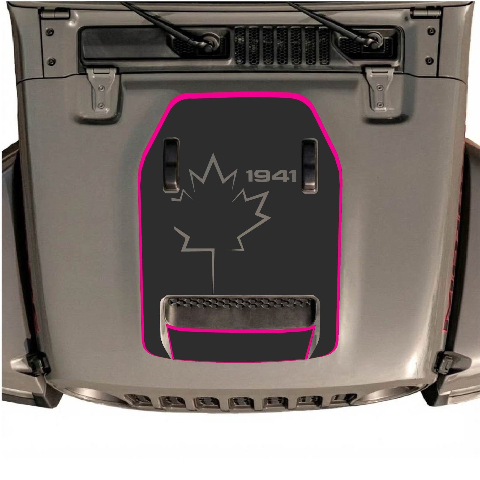 CarCode hood decal for Jeep Wrangler JL/JLU Rubicon 392 and JT Gladiator Mojave 2020-2026, style #79, shown on vehicle hood