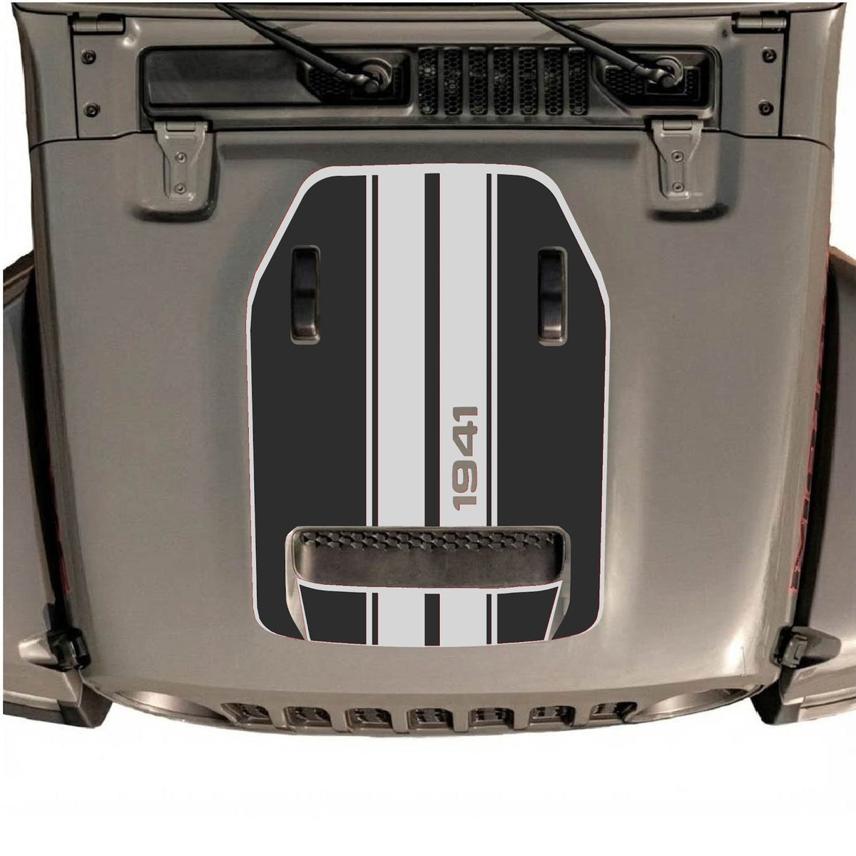 CarCode hood decal for Jeep Wrangler JL/JLU Rubicon 392 and JT Gladiator Mojave 2020-2026, style #71, applied on vehicle hood.