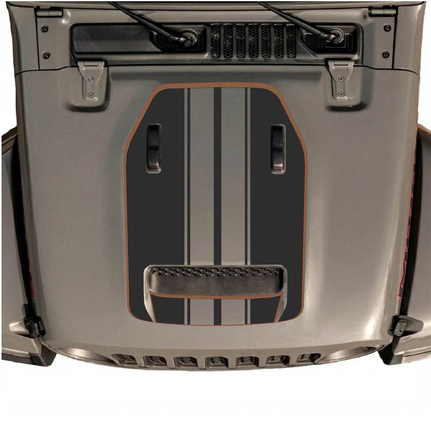 CarCode hood decal for Jeep Wrangler JL/JLU Rubicon 392 and JT Gladiator Mojave 2020-2026, stylish graphic design on vehicle hood