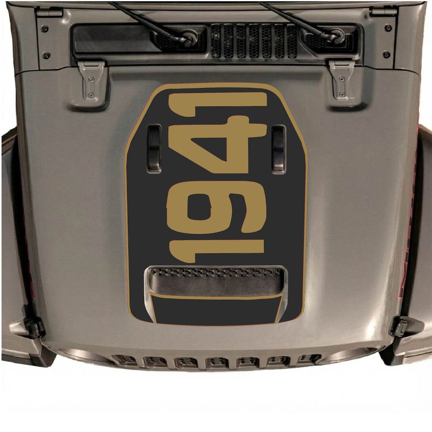 CarCode hood decal for Jeep Wrangler JL/JLU Rubicon 392 and JT Gladiator Mojave, style #01, shown on vehicle hood.