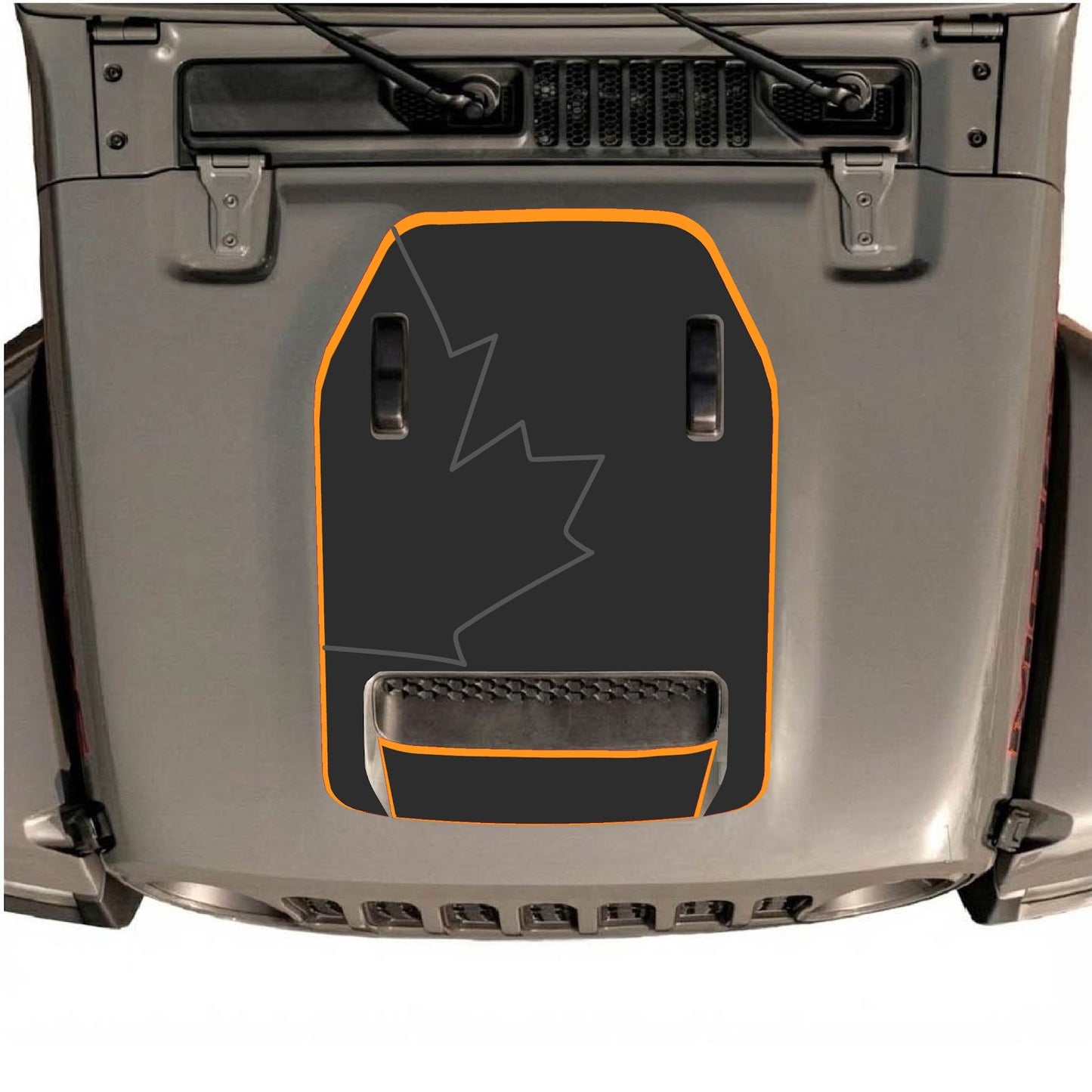 CarCode hood decal for Jeep Wrangler JL/JLU Rubicon 392 and JT Gladiator Mojave 2020-2026, style #82, shown on vehicle hood