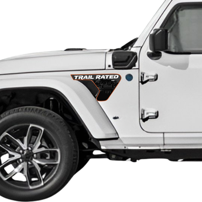 CARCODE Fender Insert Decal/Sticker - Trail Rated Graphic Kit - For Jeep Wrangler/Gladiator JL/JLU/JT 2018+ - Premium Vinyl