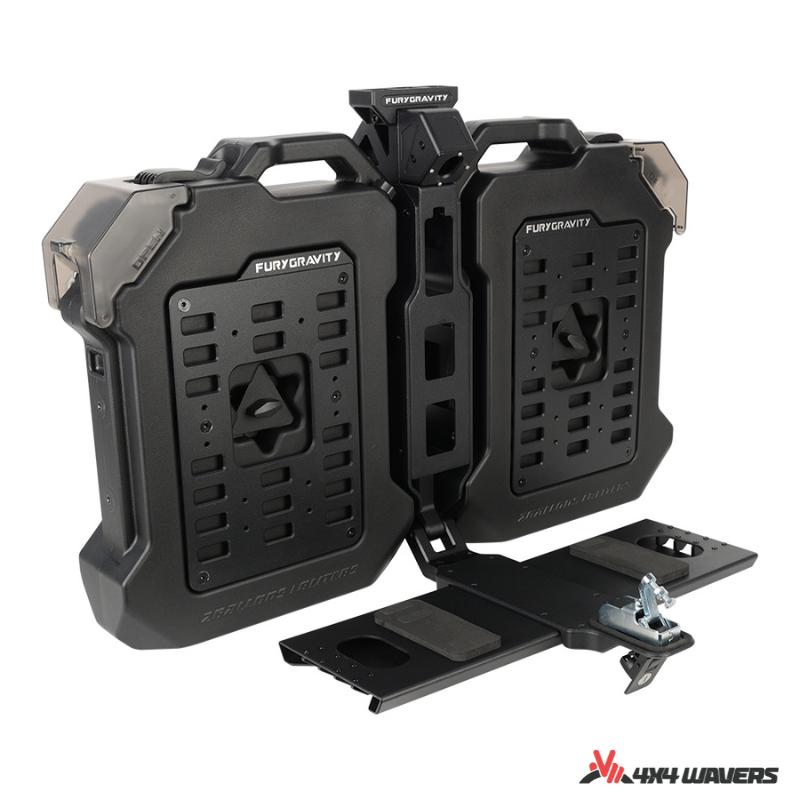 4x4wavers Fury Aluminum Multifunction Box - &nbsp;Tailgate Equipment Integrated Set - Rear Integrated Kit with 2 Gas Cans Tanks and storage with numeric locks - 4X4 WAVERS