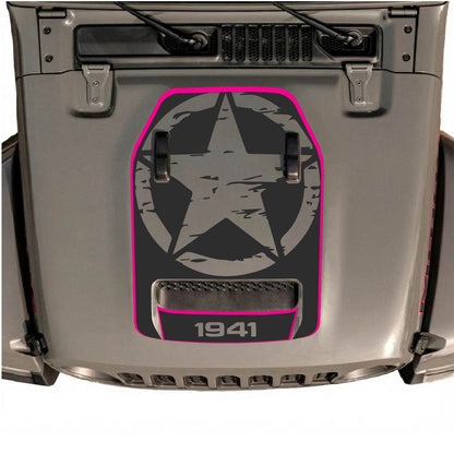 CarCode hood decal for Jeep Wrangler JL/JLU Rubicon 392 and JT Gladiator Mojave 2020-2026, style #85, shown on vehicle hood.