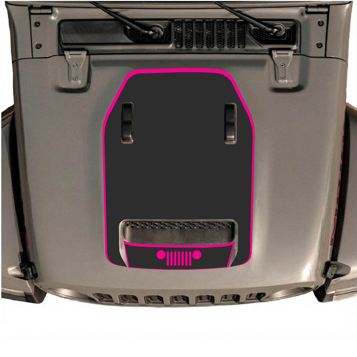 CarCode hood decal for Jeep Wrangler JL/JLU Rubicon 392 and JT Gladiator Mojave, style #61, shown on vehicle hood.