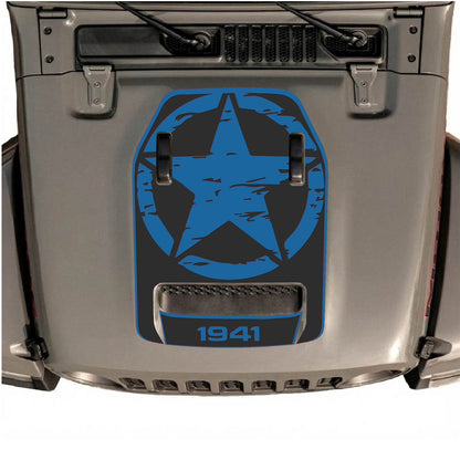 CarCode hood decal featuring Style #33 on a Jeep Wrangler JL/JLU Rubicon 392 or Gladiator Mojave 2020-2026, black and white design.