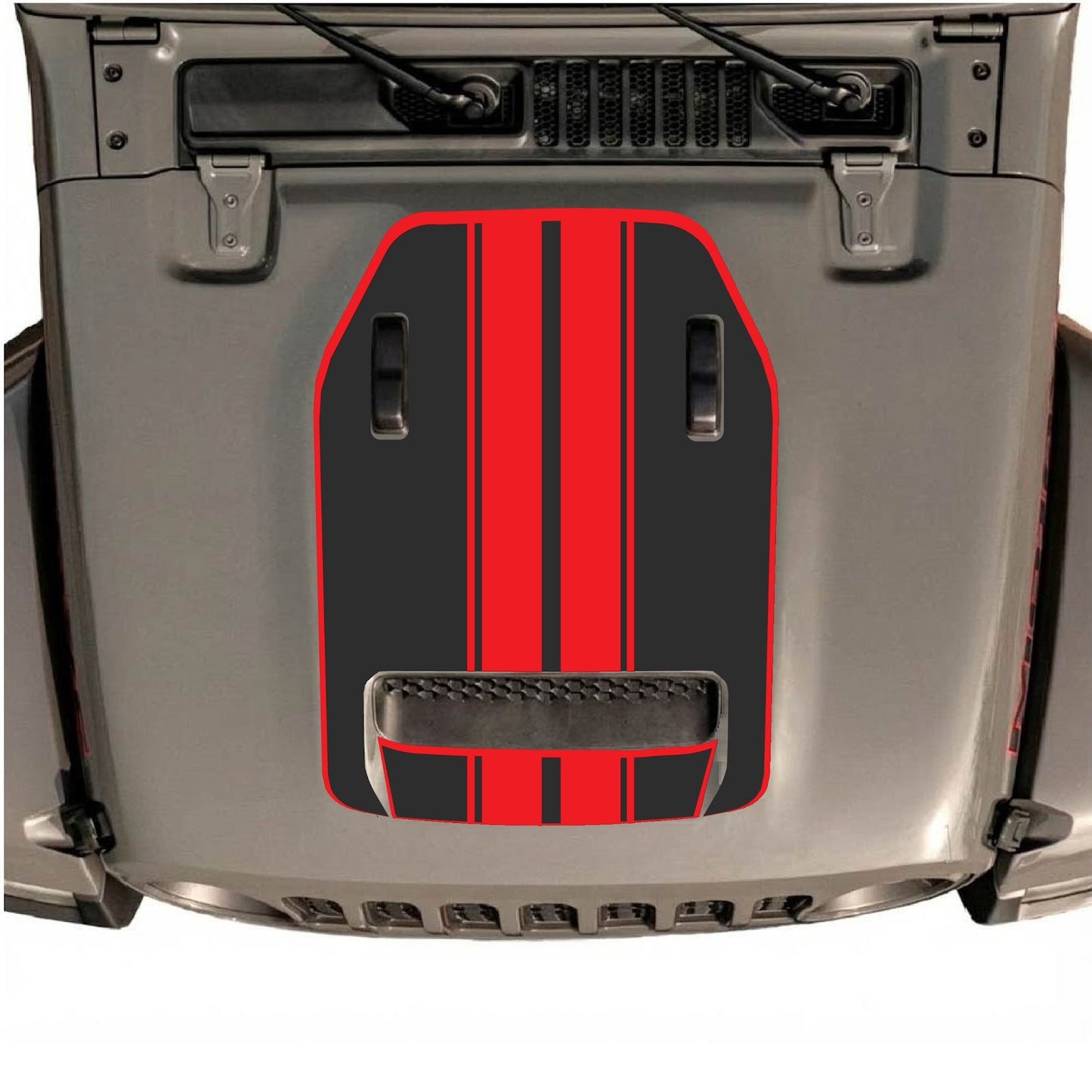 CarCode hood decal for Jeep Wrangler JL/JLU Rubicon 392 and JT Gladiator Mojave 2020-2026, stylish design on vehicle hood.