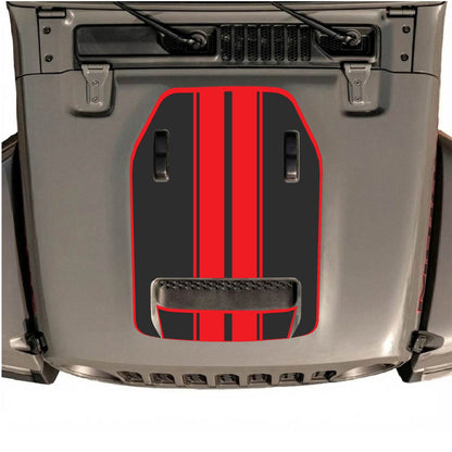 CarCode hood decal for Jeep Wrangler JL/JLU Rubicon 392 and JT Gladiator Mojave 2020-2026, stylish design on vehicle hood.