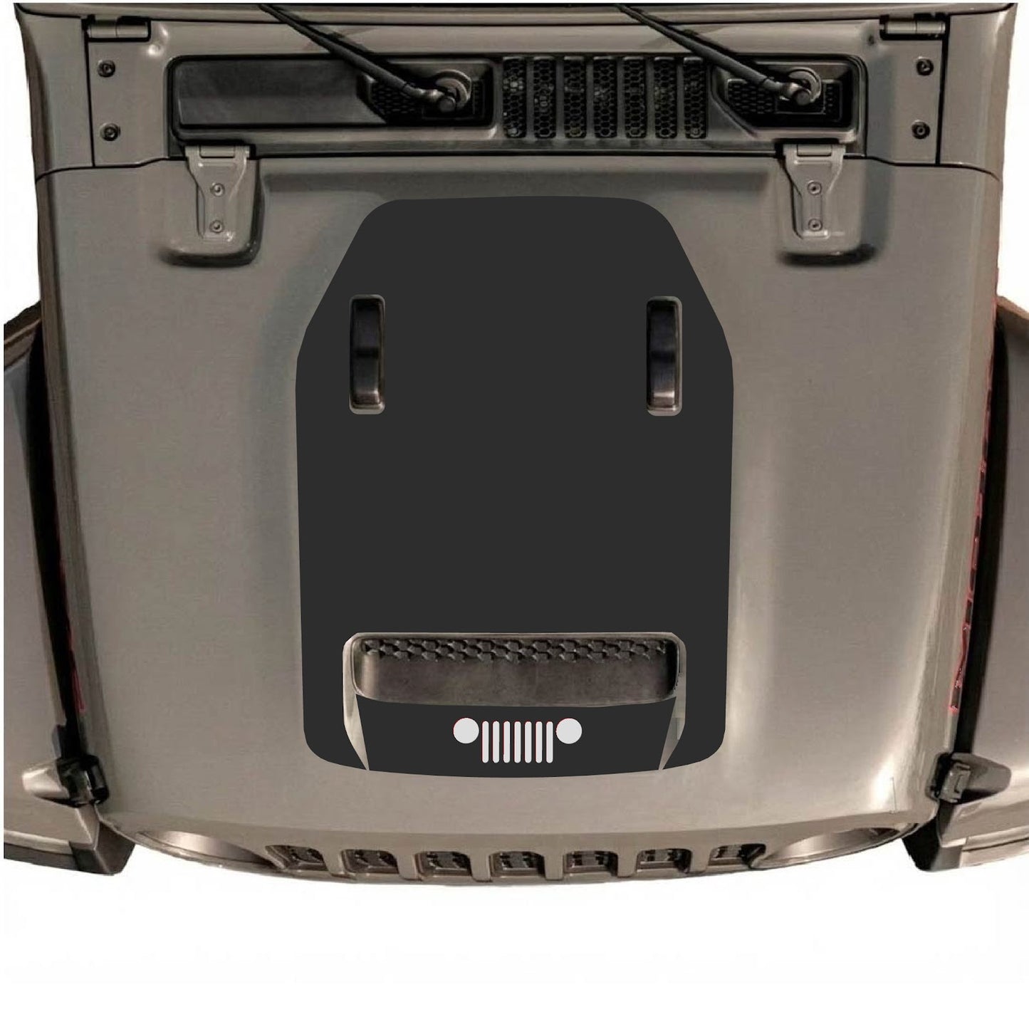CarCode hood decal for Jeep Wrangler JL/JLU Rubicon 392 and JT Gladiator Mojave 2020-2026, style #62, shown on vehicle hood.