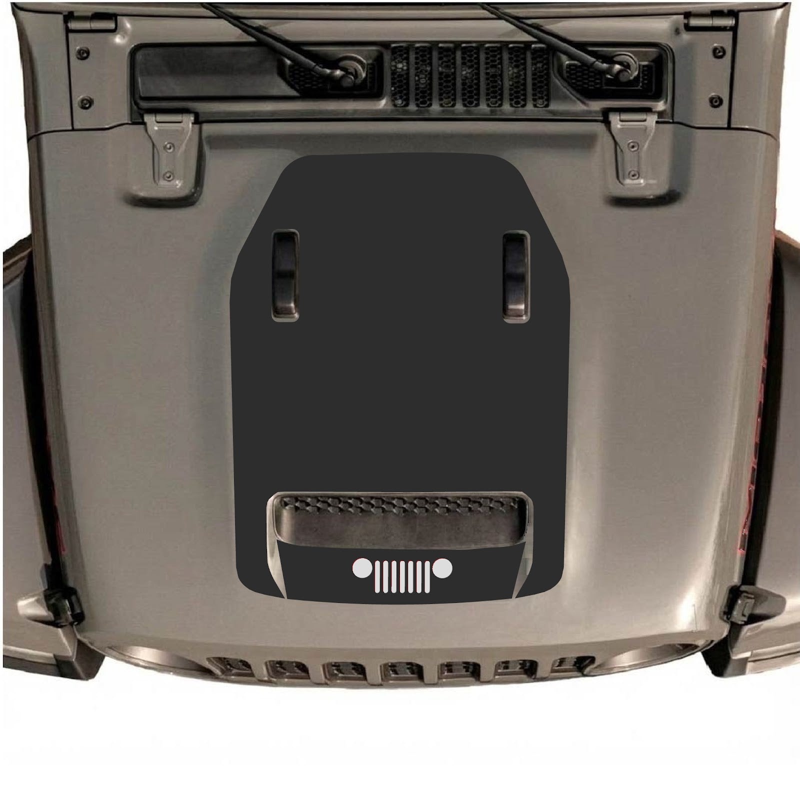 CarCode hood decal for Jeep Wrangler JL/JLU Rubicon 392 and JT Gladiator Mojave 2020-2026, style #62, shown on vehicle hood.