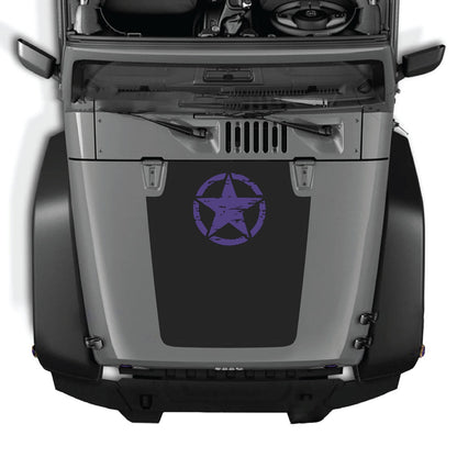CarCode Jeep Wrangler JK/JKU hood decal Style #45, black graphic design on vehicle hood for 2007-2018 models.