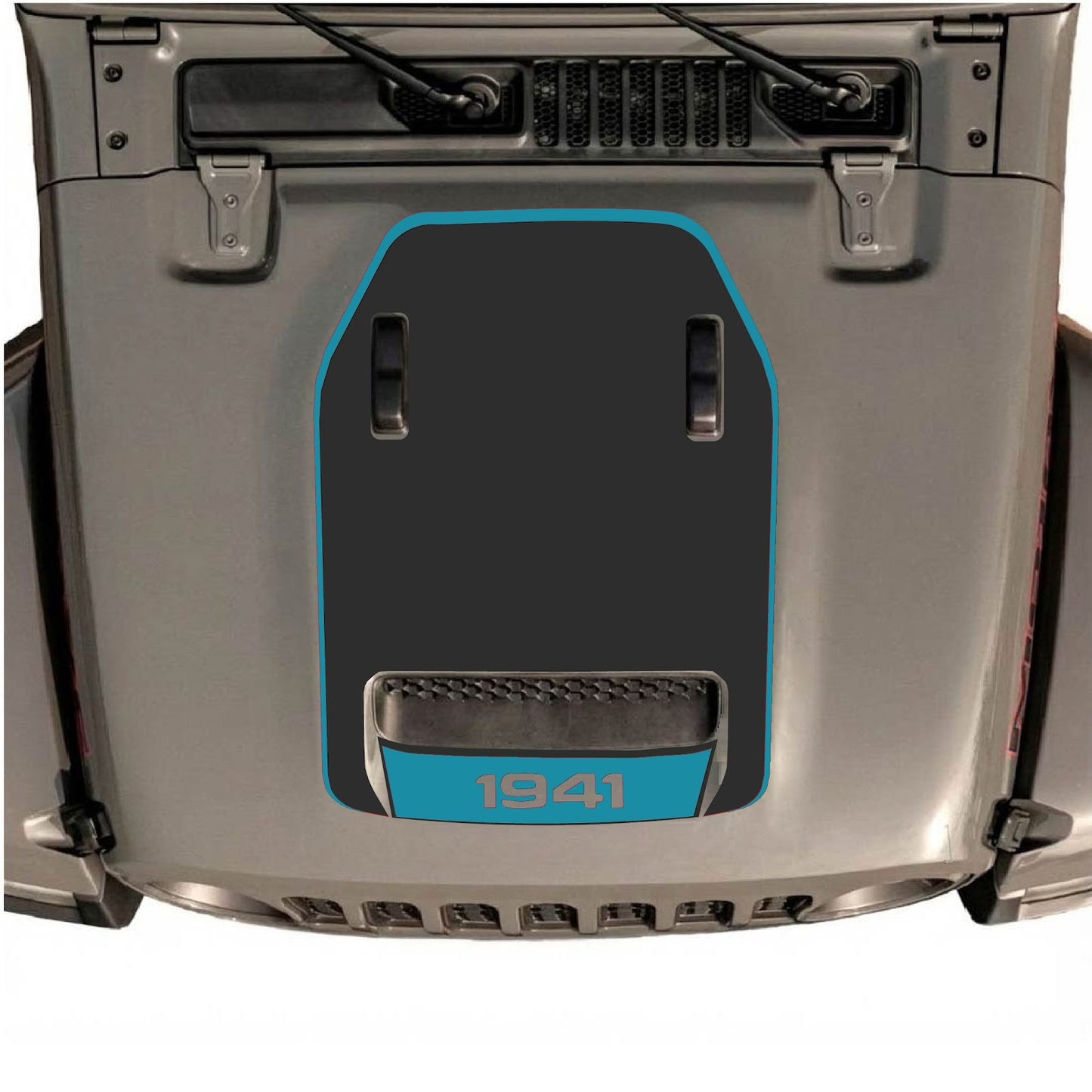 CarCode Jeep Wrangler JL/JLU Rubicon 392 and Gladiator Mojave hood decal, stylish graphic sticker on vehicle hood.