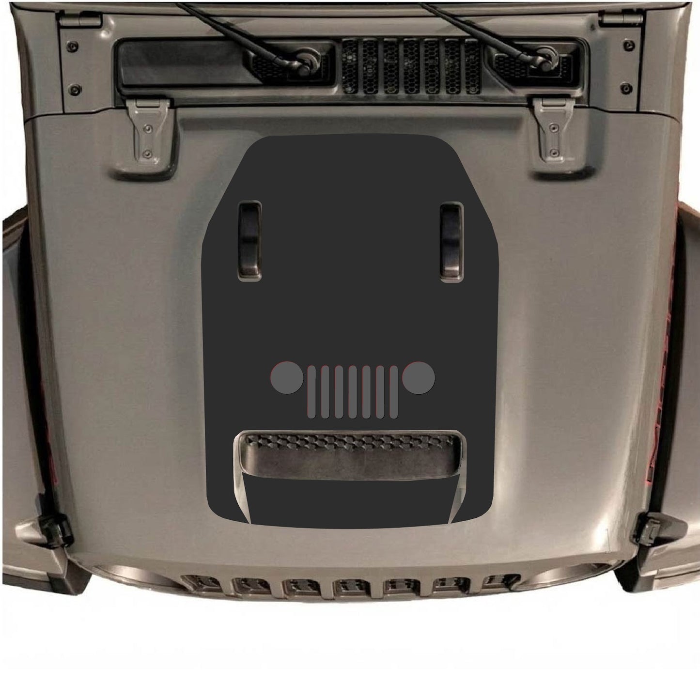 CarCode hood decal for Jeep Wrangler JL/JLU Rubicon 392 and JT Gladiator Mojave, style #50, featuring bold graphic design.