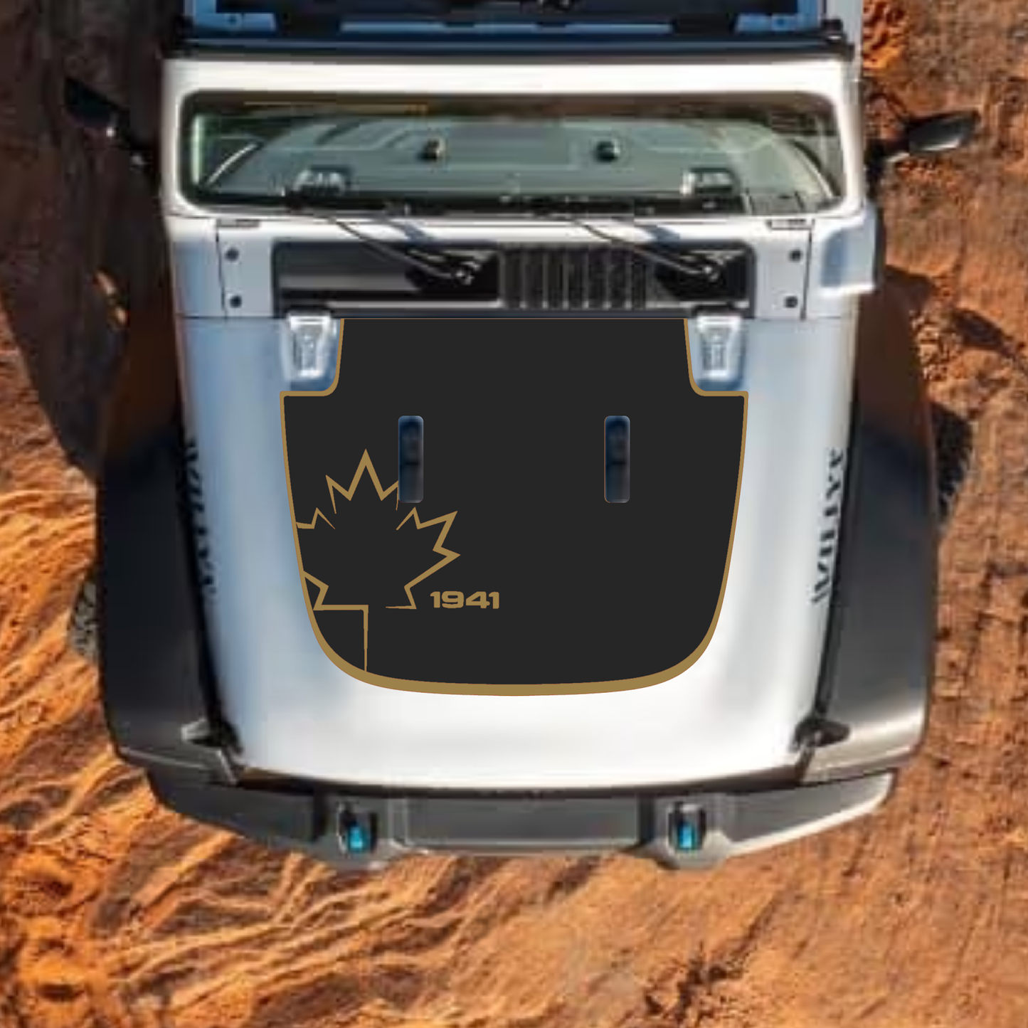 CarCode hood decal for Jeep Wrangler JL and Gladiator JT, stylish standard hood graphic for 2018+ models, style #22