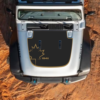 CarCode hood decal for Jeep Wrangler JL and Gladiator JT, stylish standard hood graphic for 2018+ models, style #22