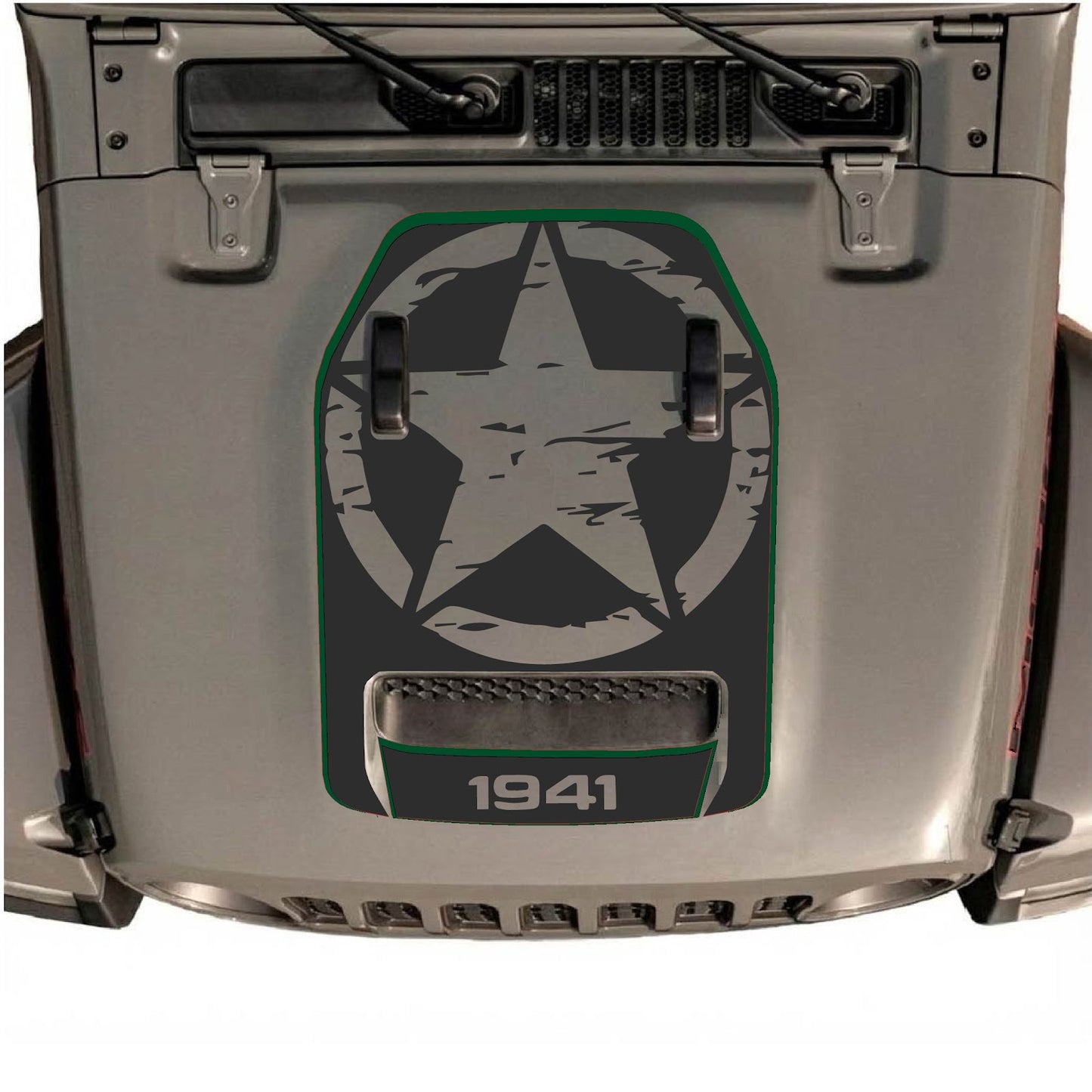 CarCode hood decal for Jeep Wrangler JL/JLU Rubicon 392 and JT Gladiator Mojave, style #85, featuring bold graphic design on the hood