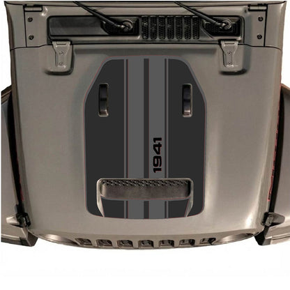 CarCode hood decal for Jeep Wrangler JL/JLU Rubicon 392 and JT Gladiator Mojave 2020-2026, style #07, shown on vehicle hood